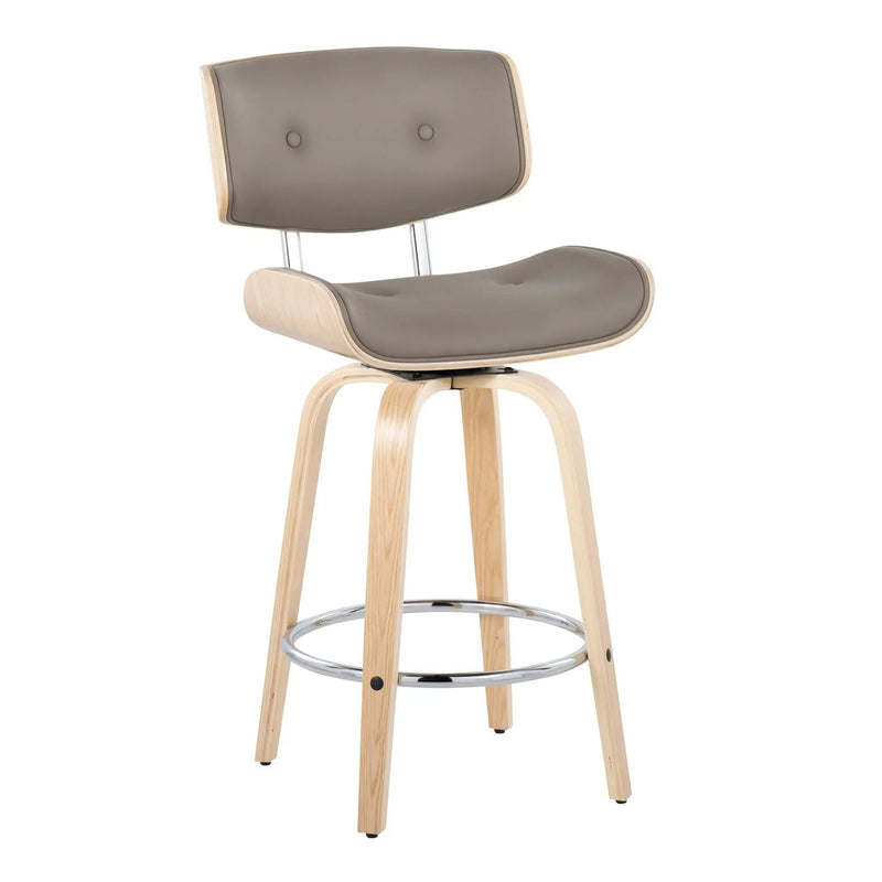 Lombardi - Mid Century Modern Fixed Height Counter Stool With Swivel With Round Footrest (Set of 2) by Unique Piece Furniture