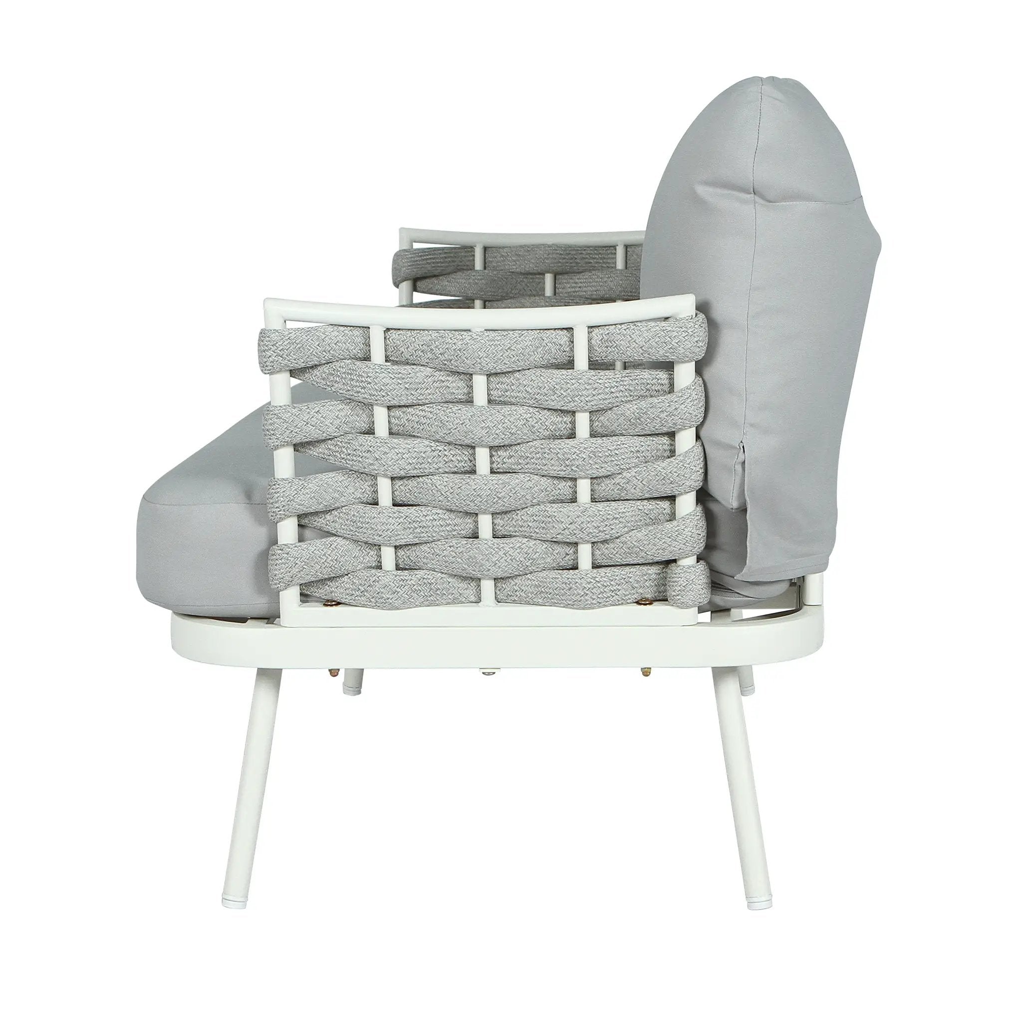 Mariano Steel 4-Pieces Conversation Set, Off White & Grey by HouseOfZazla