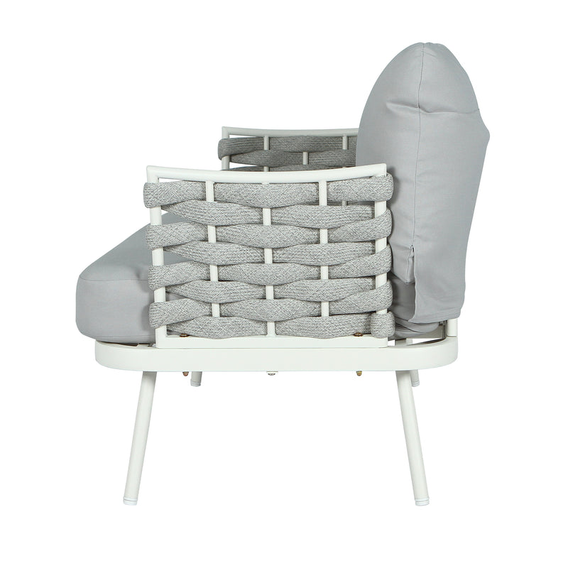 Mariano Steel 4-Pieces Conversation Set, Off White & Grey by HouseOfZazla