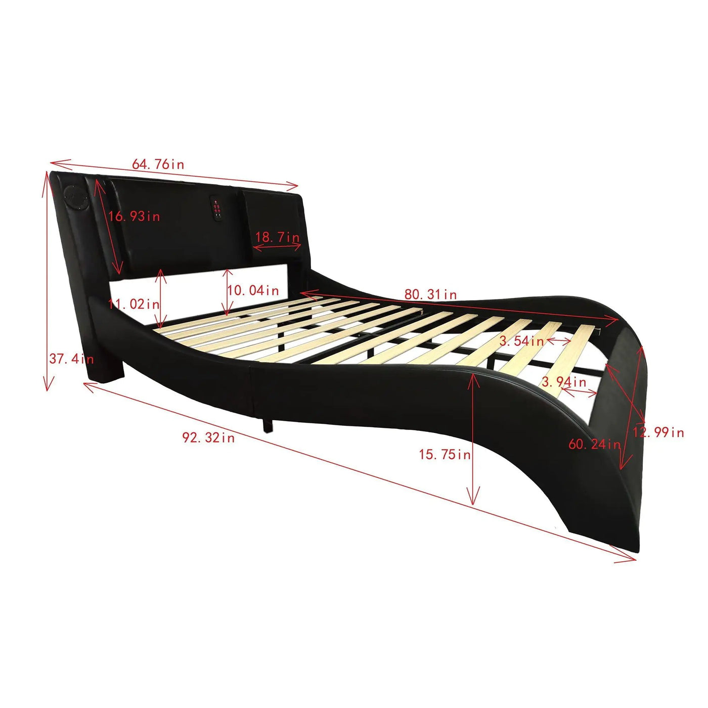 Platform Bed Frame With LED Lighting, Bluetooth Music, Vibration Massage by HouseOfZazla