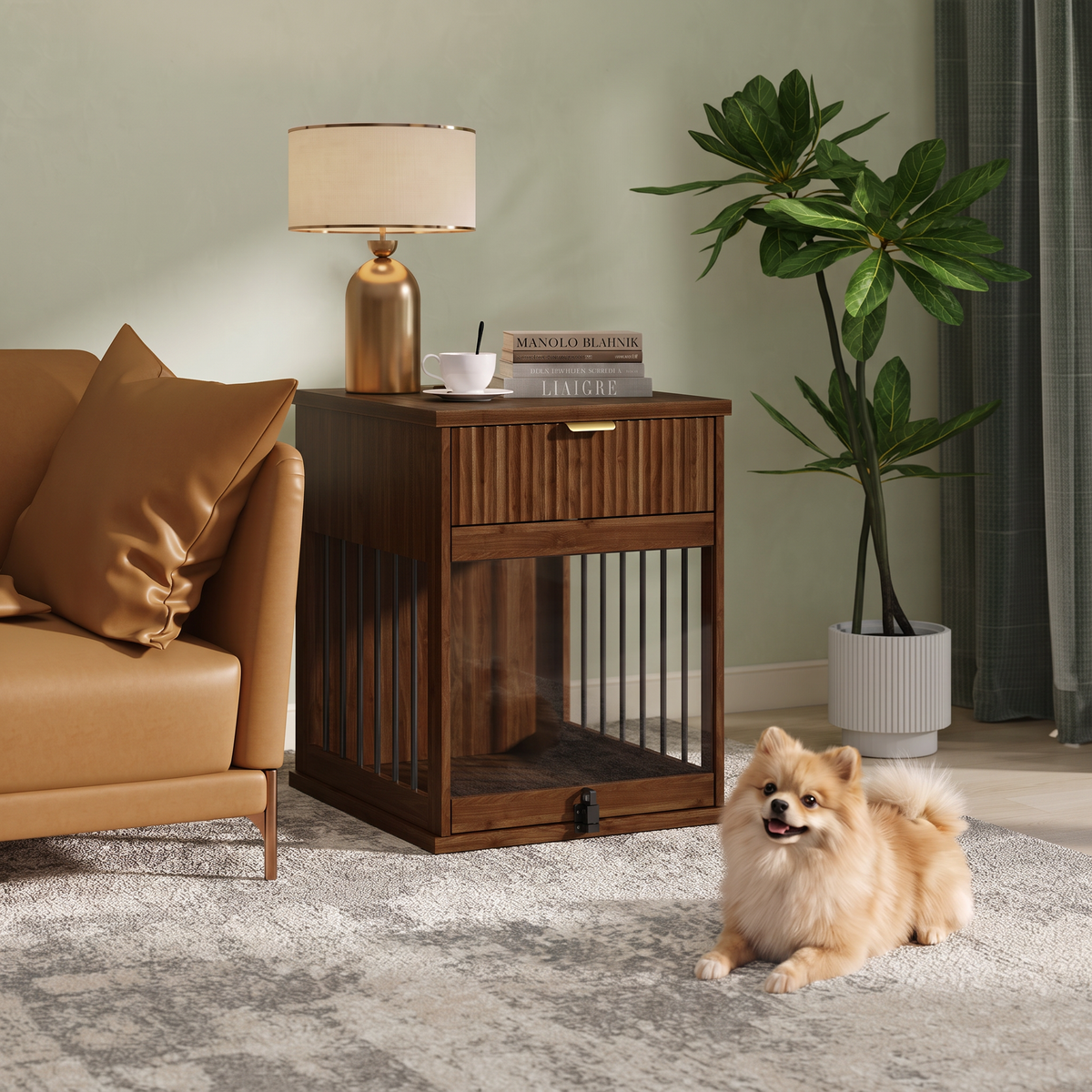 Dog Crate End Table with Charging Station and Storage by HouseOfZazla