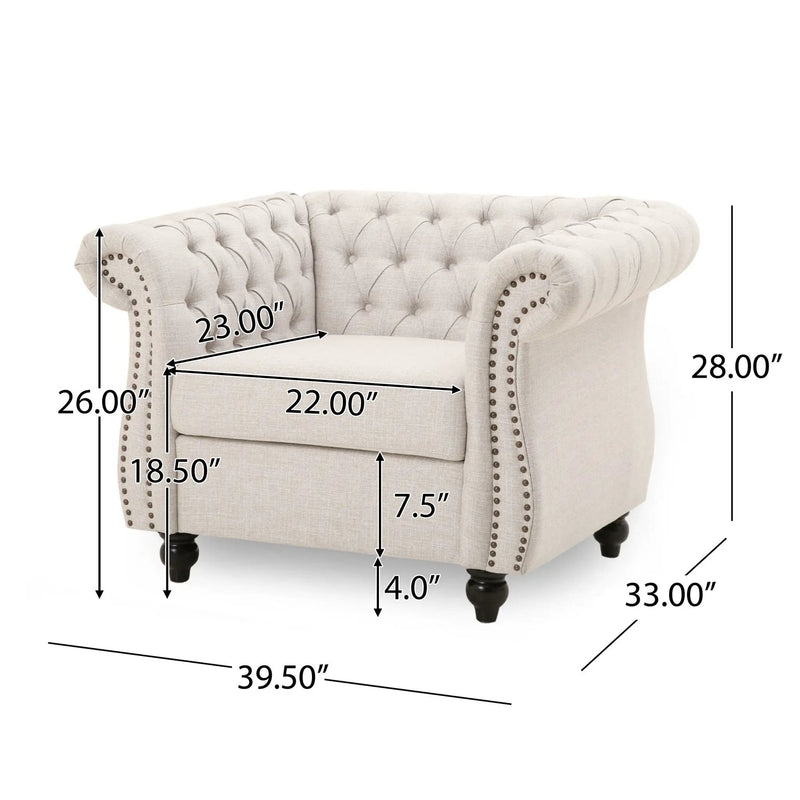 Nexuson Upholstered Chesterfield Chair With Deep Tufted And Nailhead Trim by HouseOfZazla
