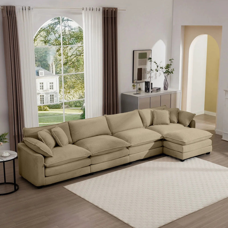 Modern Oversized Modular Cushion Sofa With Ottoman, Low Back, Deep Seating Sofa Set by HouseOfZazla