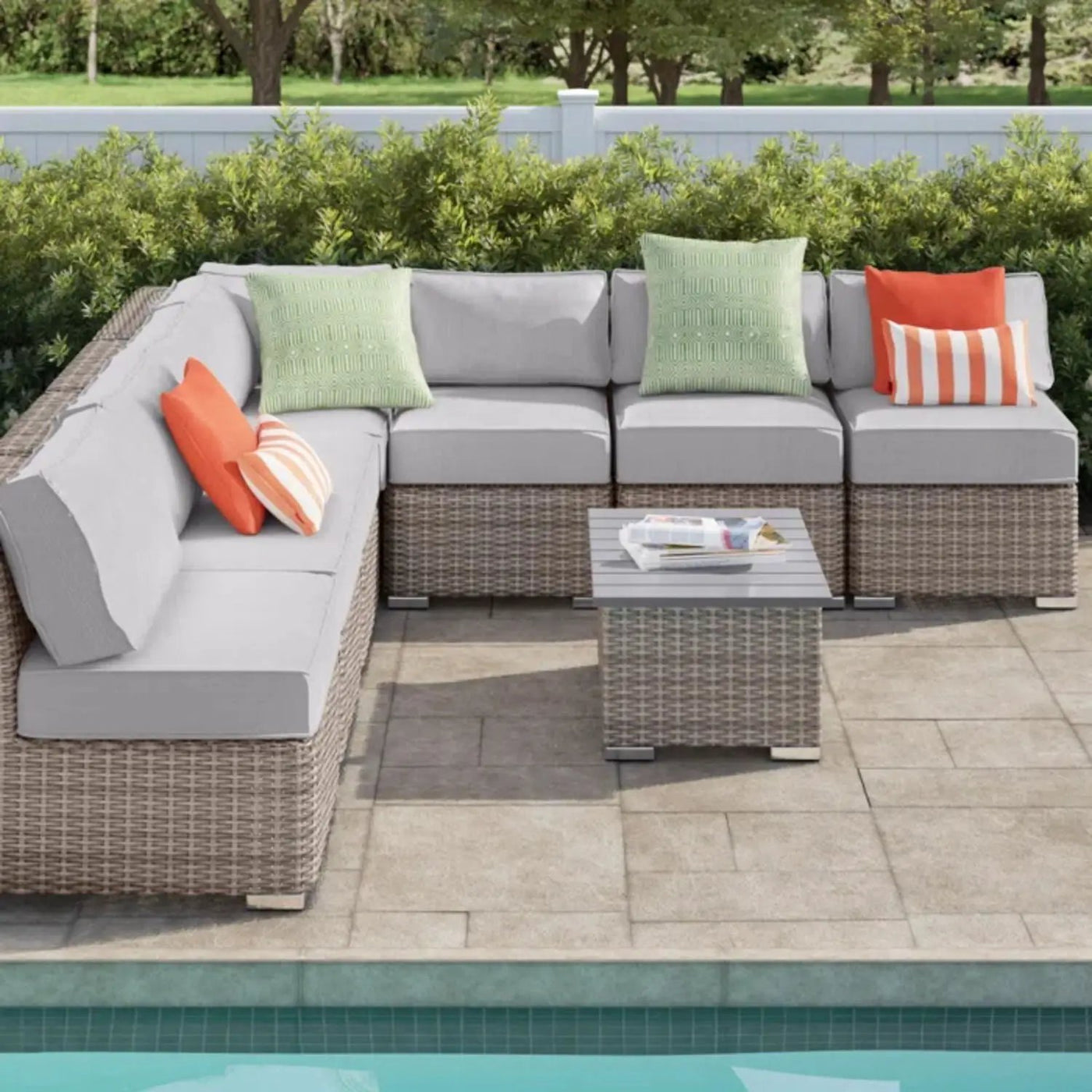 Wicker Sectional Sofa With Cushions And Table by HouseOfZazla