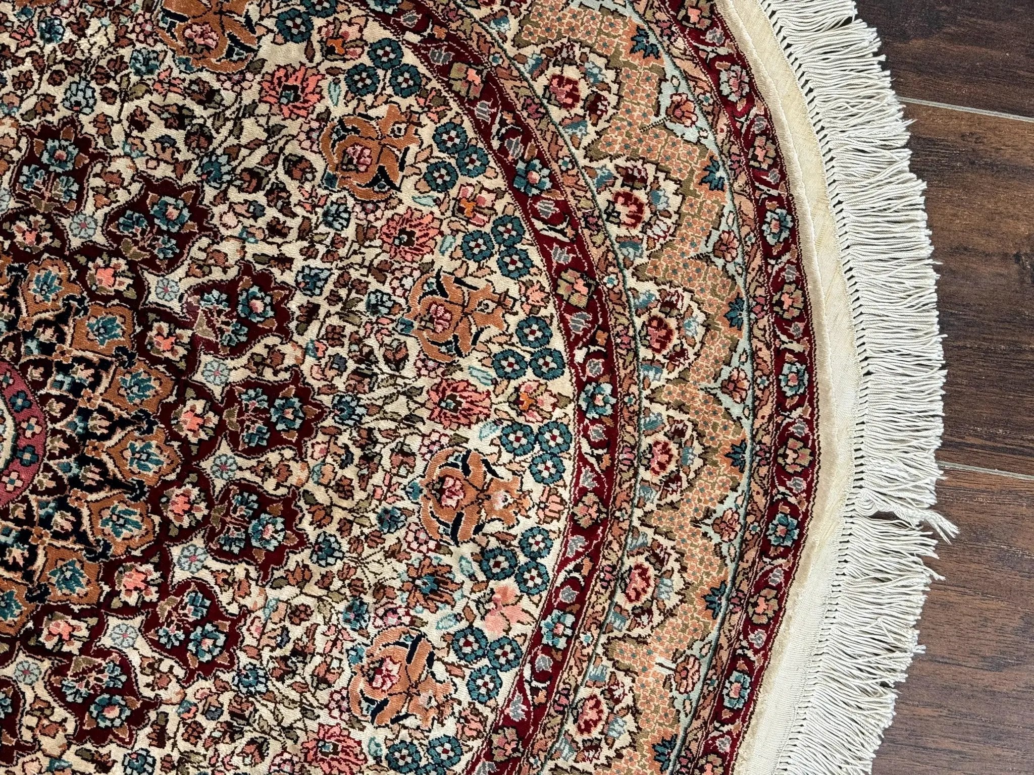 Round Silk Rug 3x3, Extremely Fine 580 KSPI, Sino Persian Round Handmade Carpet, Silk on Silk by Jewel Rugs