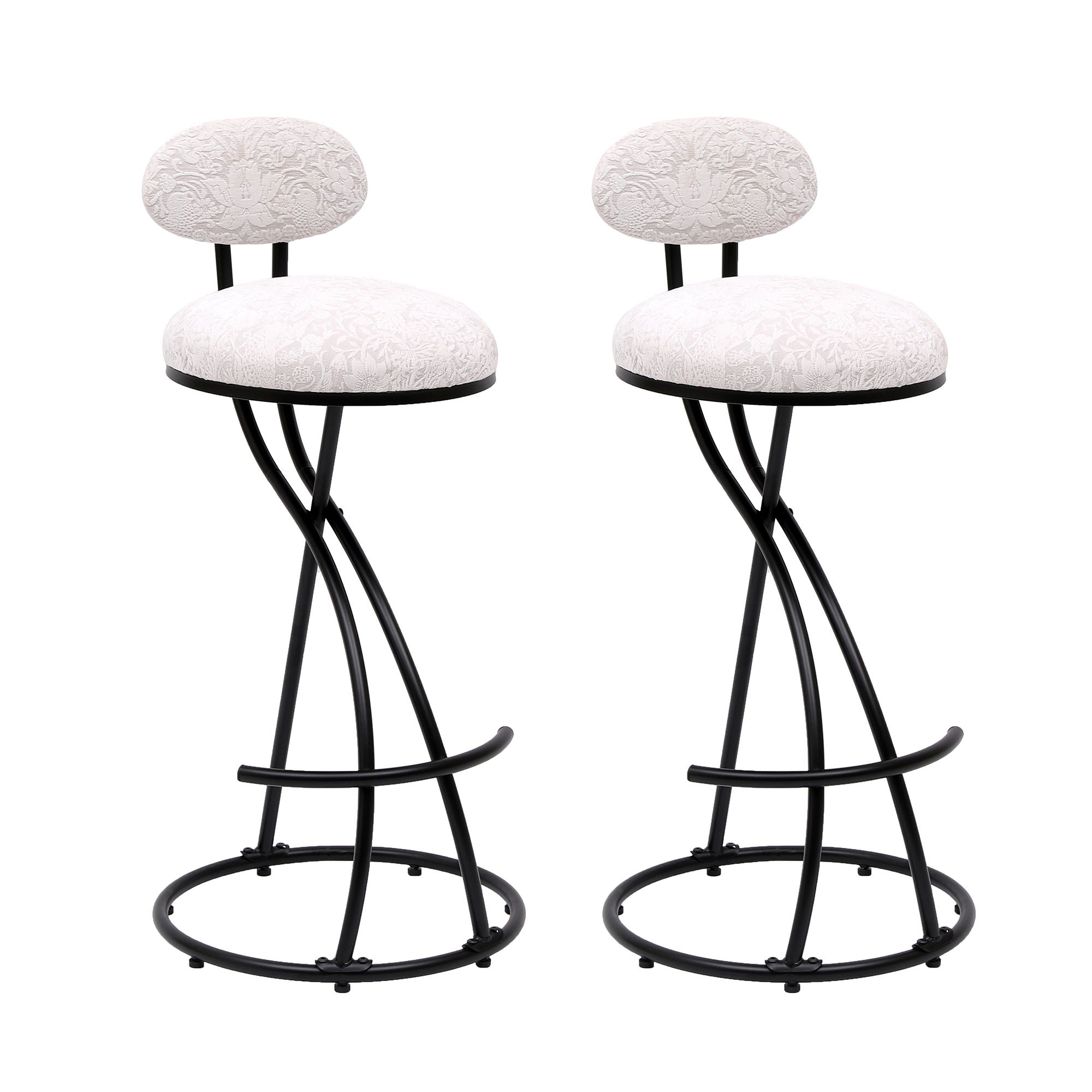 Round Print Bar Stools Upholstered Chairs For Kitchen (Set of 2) by HouseOfZazla
