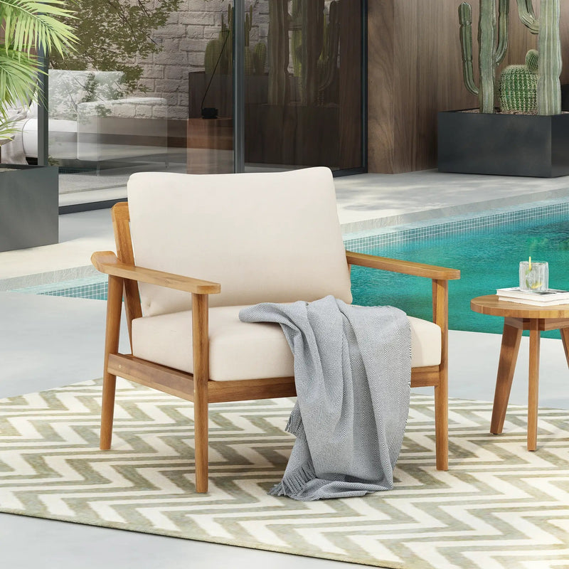 30.5" Mid-Century Modern Outdoor Lounge Chair with Cushions by HouseOfZazla