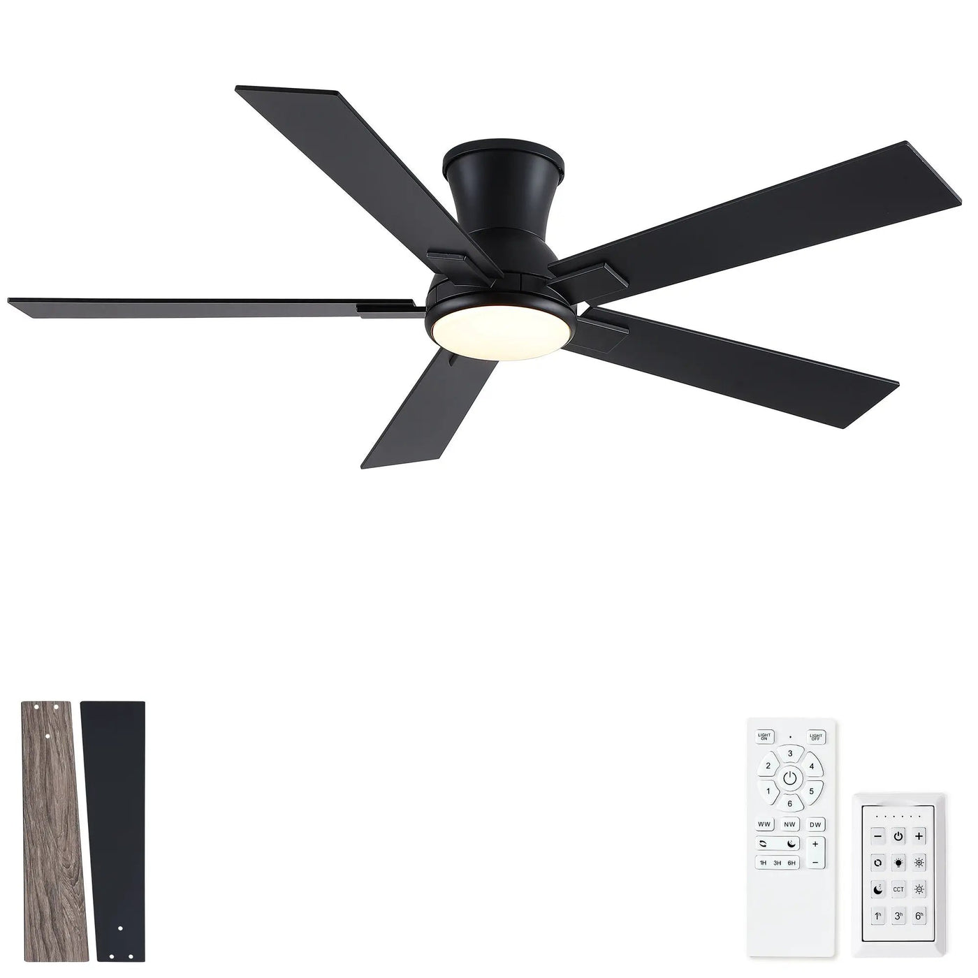 Low Profile Flush Mount Intergrated LED Ceiling Fan With Light And Reversible Quiet Motor by HouseOfZazla