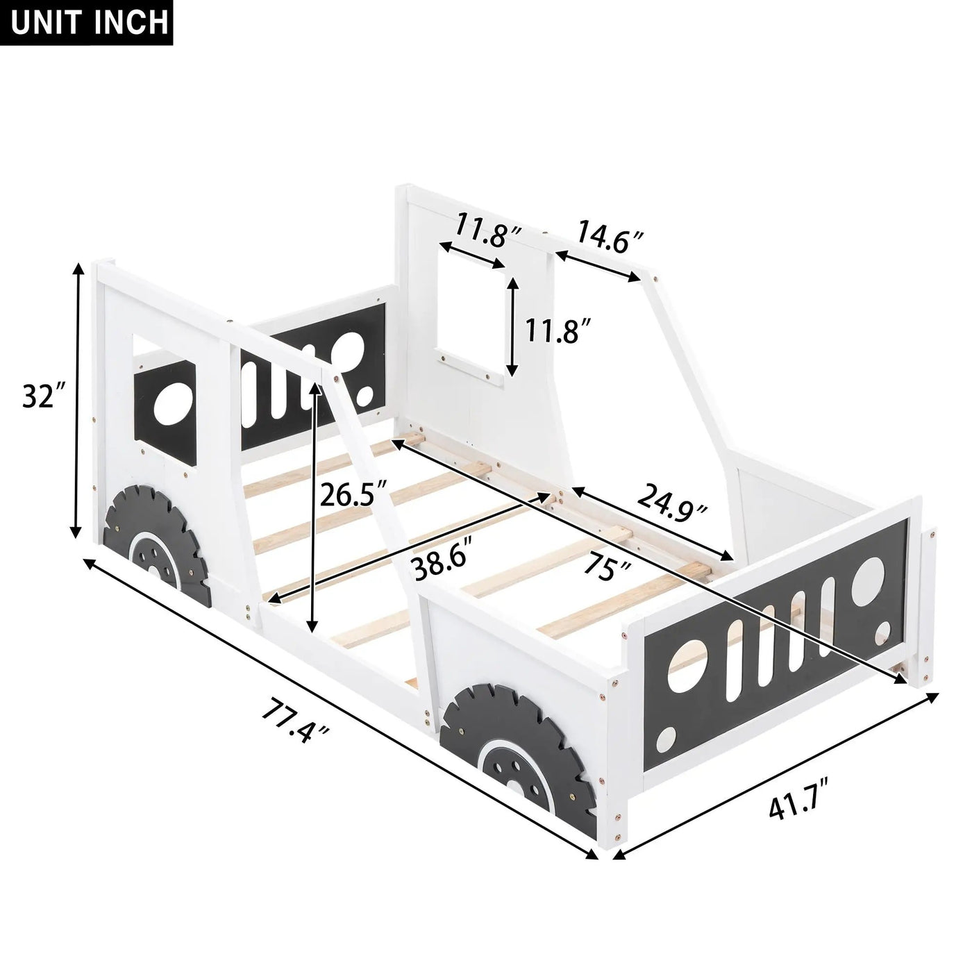 Classic Car Shaped Platform Bed With Wheels by Unique Piece Furniture