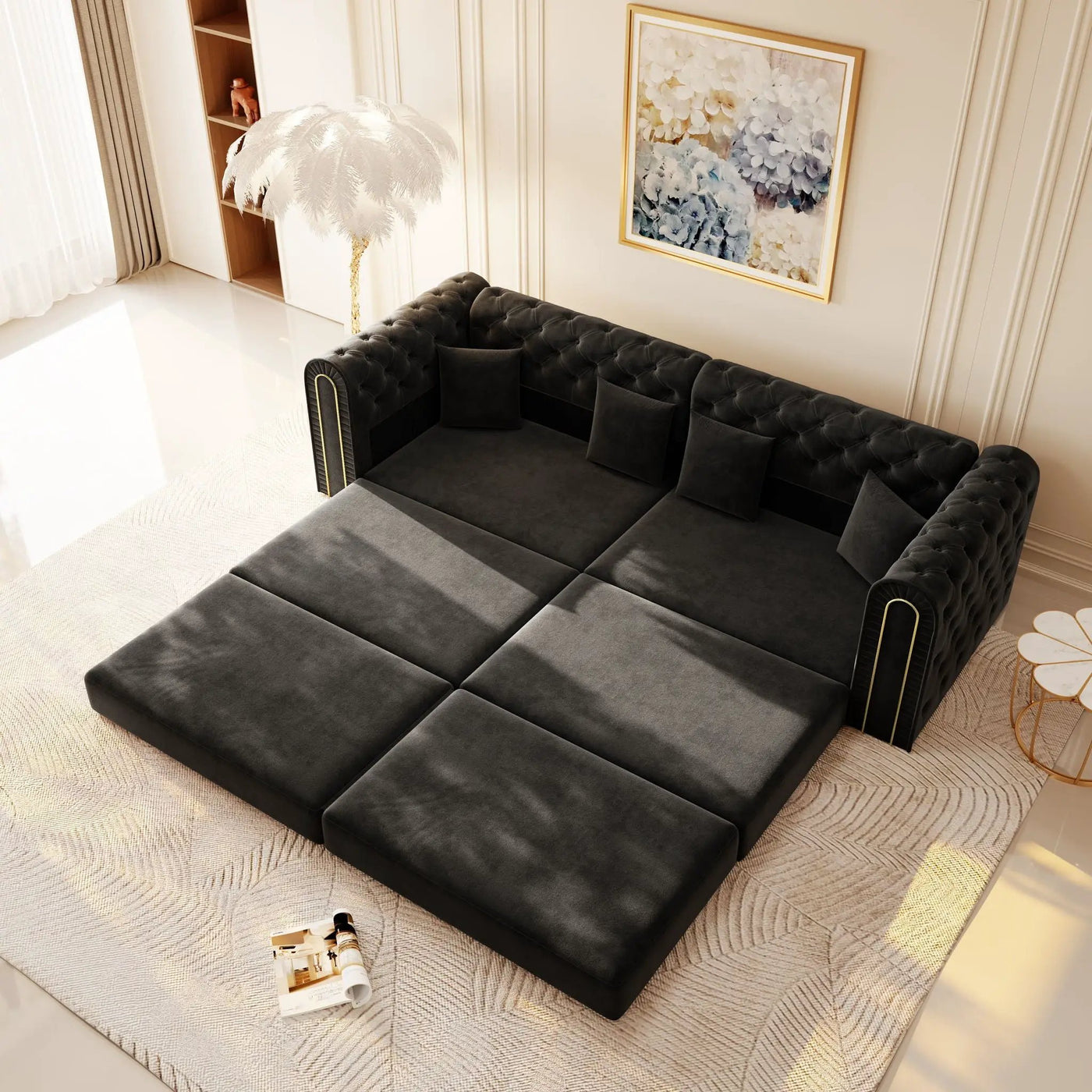 3-In-1 Convertible Sleeper Sofa With Movable Ottoman For Living Room by HouseOfZazla