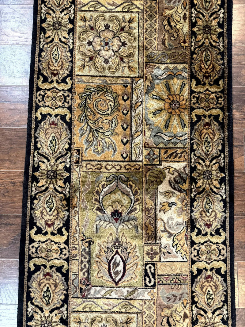 Indian Runner Rug 3x14, Panel Design, Oriental Carpet for Hallway by Jewel Rugs