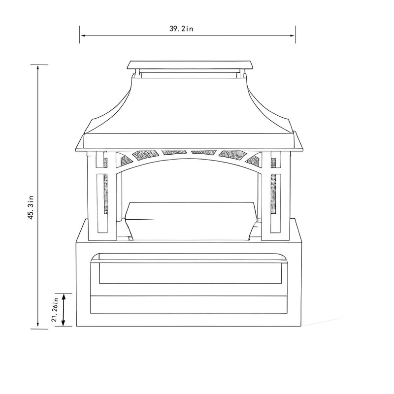 Fireplace, 50000 Btu Fire Pit, Wood Burning Chimney For Outside - Black by HouseOfZazla