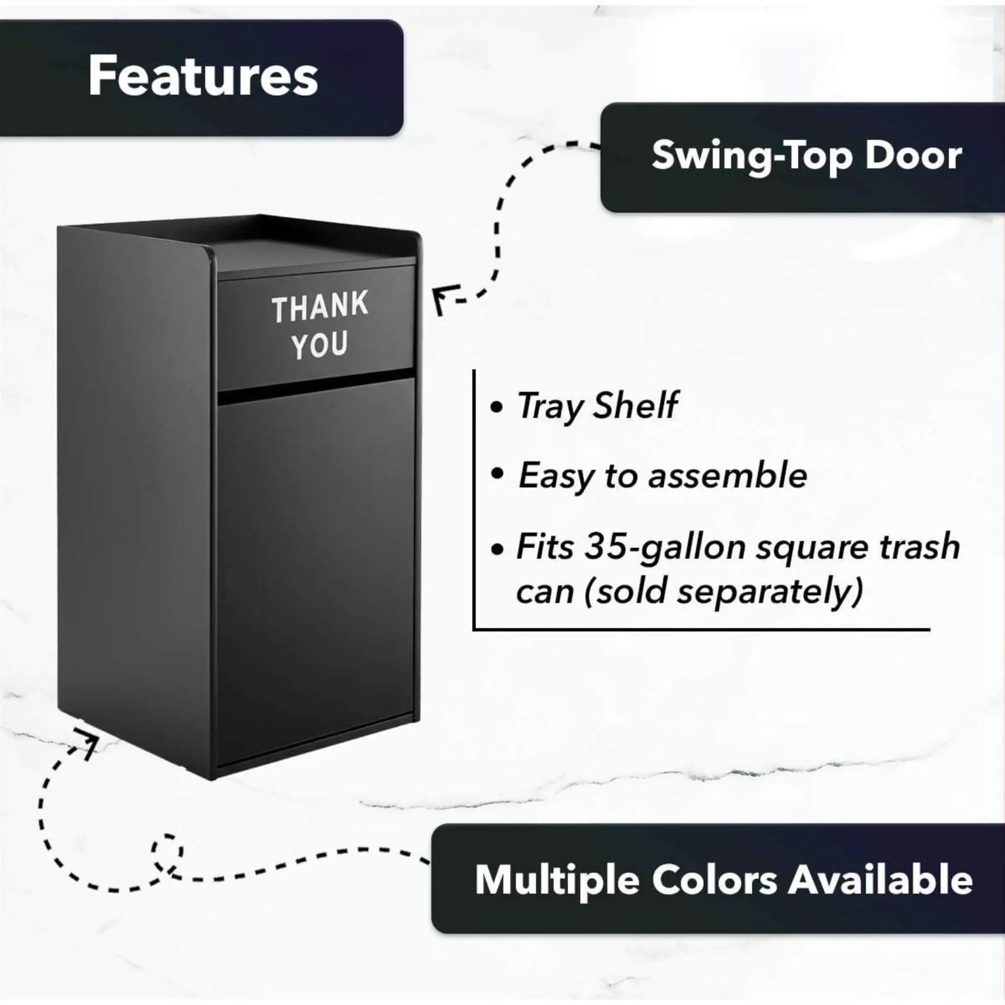 35-Gallon Wood Trash Can With Swing Door & Tray Shelf [No Trash Bin] (SAK62940) by SAKSBY WHOLESALE