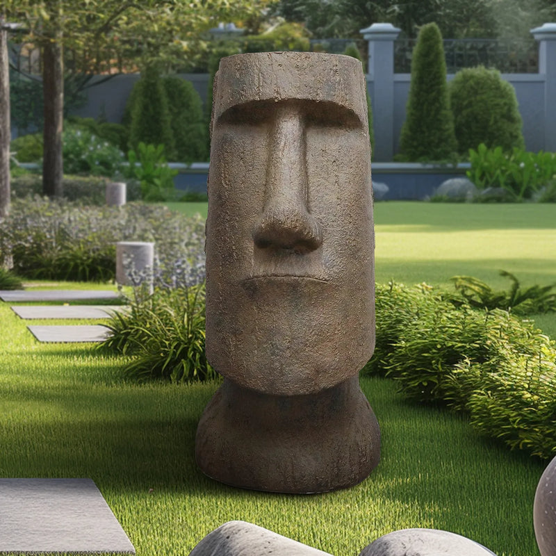 Concrete Large Garden Statue Moai Head 35 Inch, photo 3 of 5