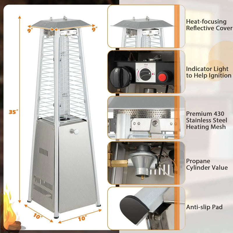10000 BTU Portable Stainless Steel Tabletop Patio Heater with Glass Tube by DirectDeals