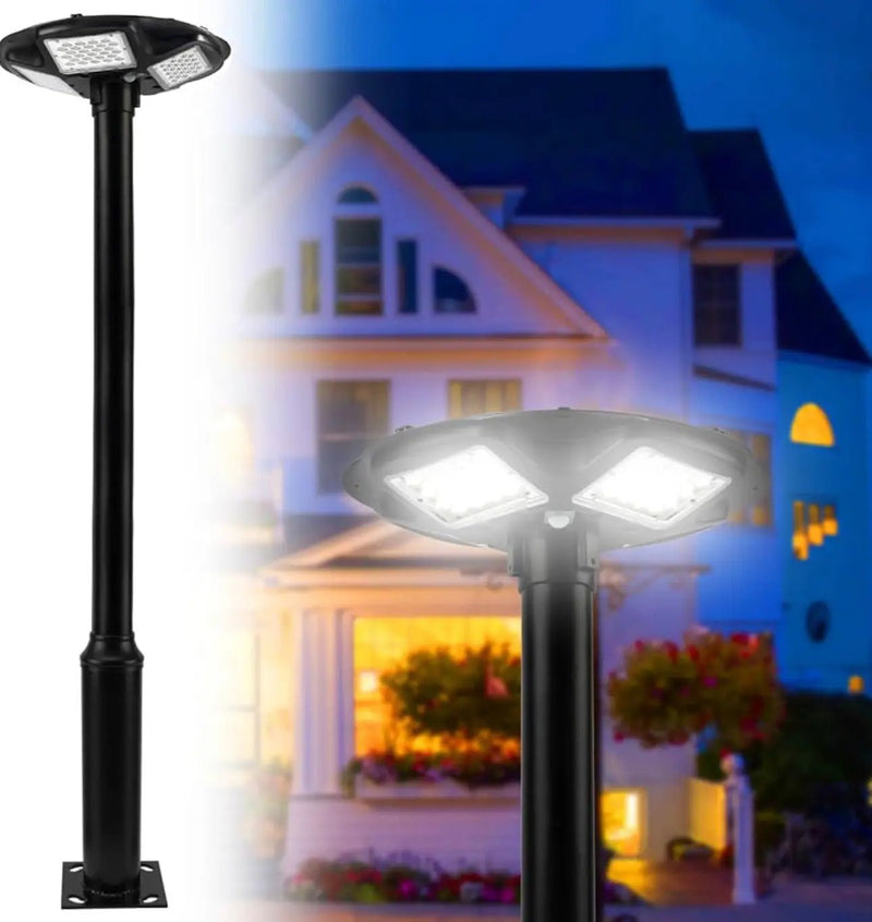 3500W Commercial Solar Round 360° Wide Angle Pole Outdoor Lamp Post Light with 98 inch Pole IP67 Waterproof With Remote by Outdoor Solar Outlet