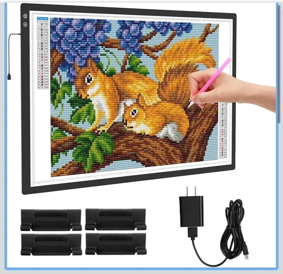 Open Box TOHETO Rechargeable A1 Light Pad 35.4"x23.6", Large LED Light Board for Diamond Painting, 3-Color Modes Light Box, 5 Levels/Stepless Dimming Light Table, Lightbox for Tracing and Drawing, Sketching by Selzalot