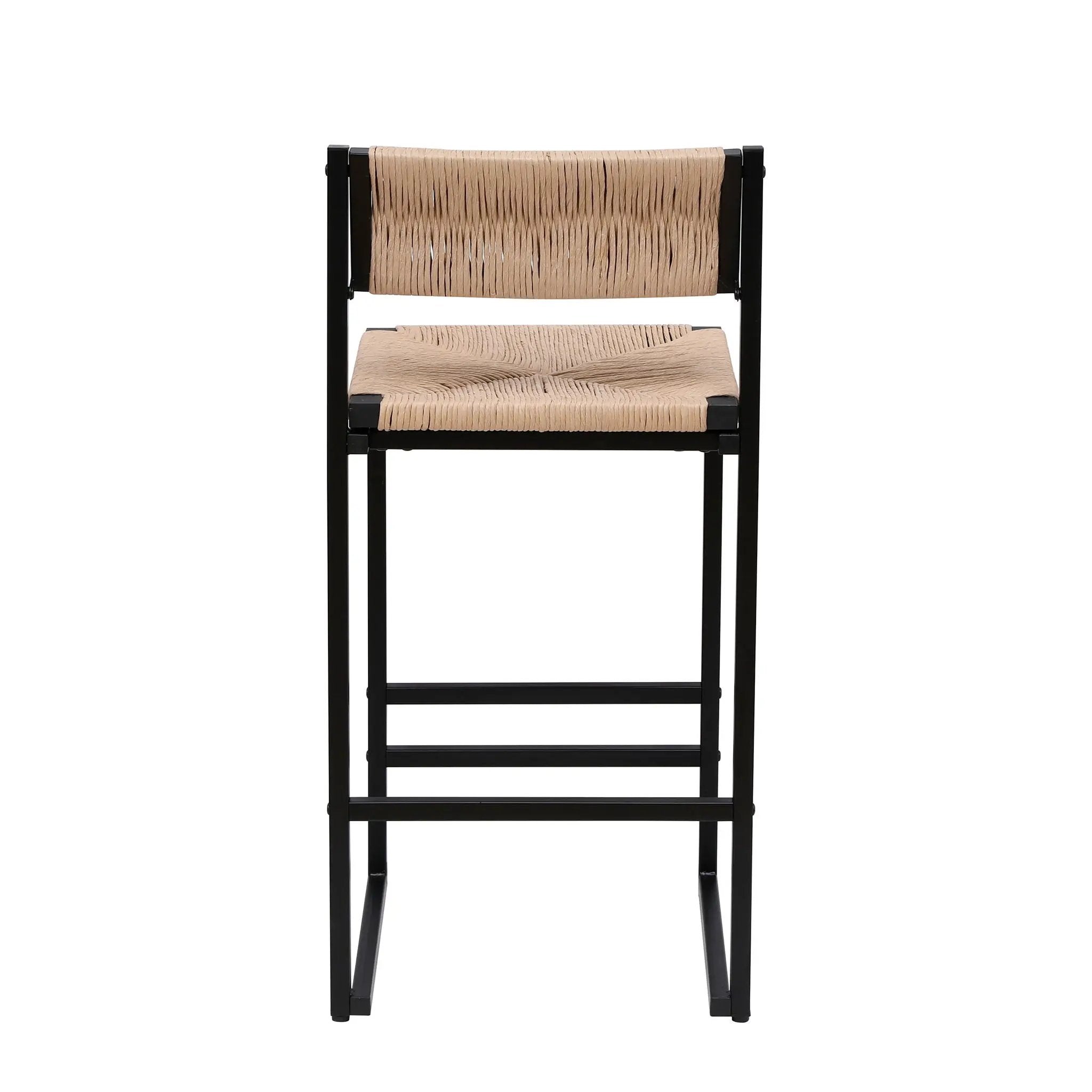 Bar Stools Paper Rope Weave Dining Chairs With Back Hand Weave Stools For Kichen Island, Bar & Counter (Set of 2) by HouseOfZazla