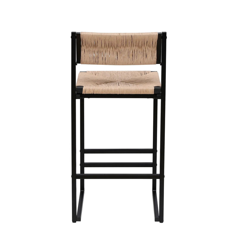 Bar Stools Paper Rope Weave Dining Chairs With Back Hand Weave Stools For Kichen Island, Bar & Counter (Set of 2) by HouseOfZazla