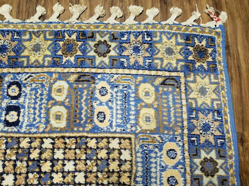 7' X 10' 5" Handmade Moroccan Urban Rabat Wool Carpet Blue Area Rug by Jewel Rugs