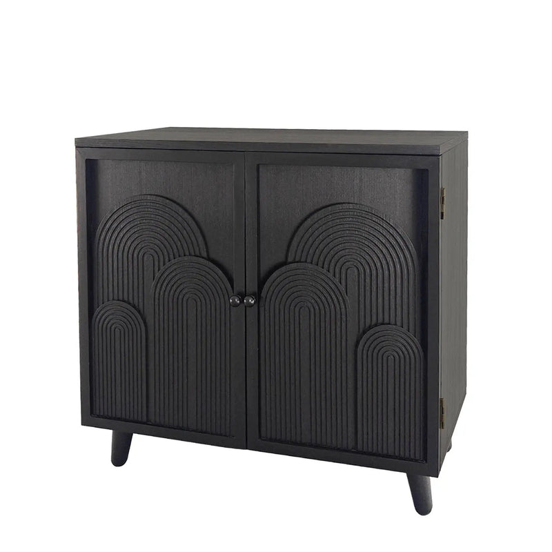 Modern Black Wood Storage Cabinet with Embossed Door by HouseOfZazla