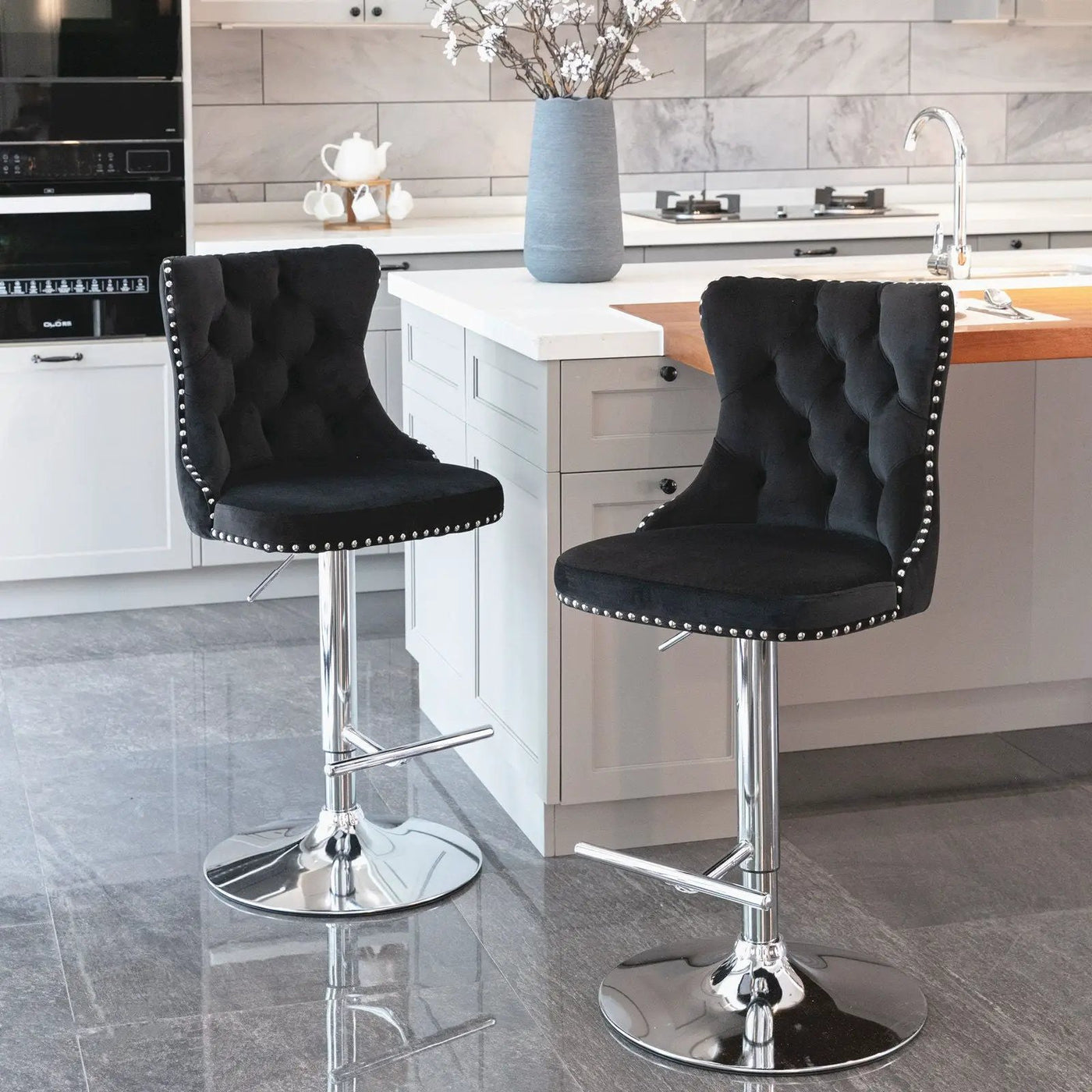 Swivel Adjustable Height Barstools Set of 2 by HouseOfZazla