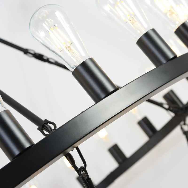 47.24 Inch Matte Black Wagon Wheel Chandelier with 36 Lights by HouseOfZazla