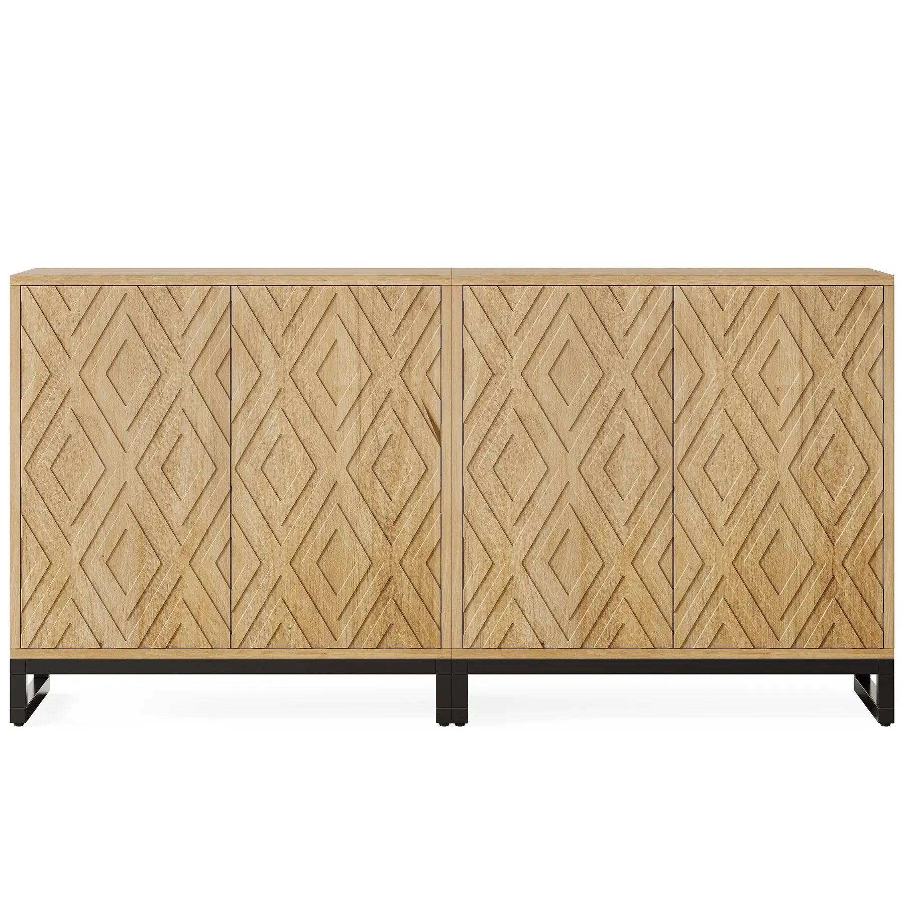 Sideboard Buffet Cabinet With 4 Doors & Shelves, Credenza Table For Dining Room - Warm Brown by HouseOfZazla