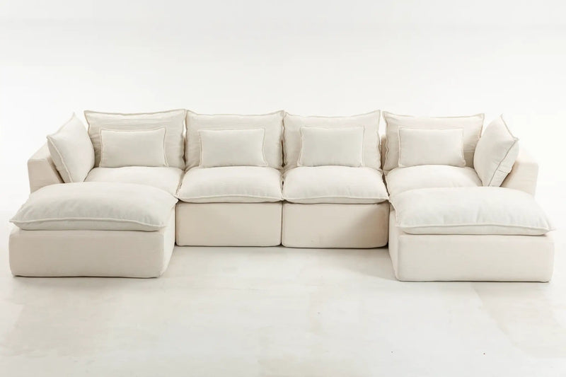 129.8" Width Cloud Couch Oversized Modular Sectional Sofa by HouseOfZazla