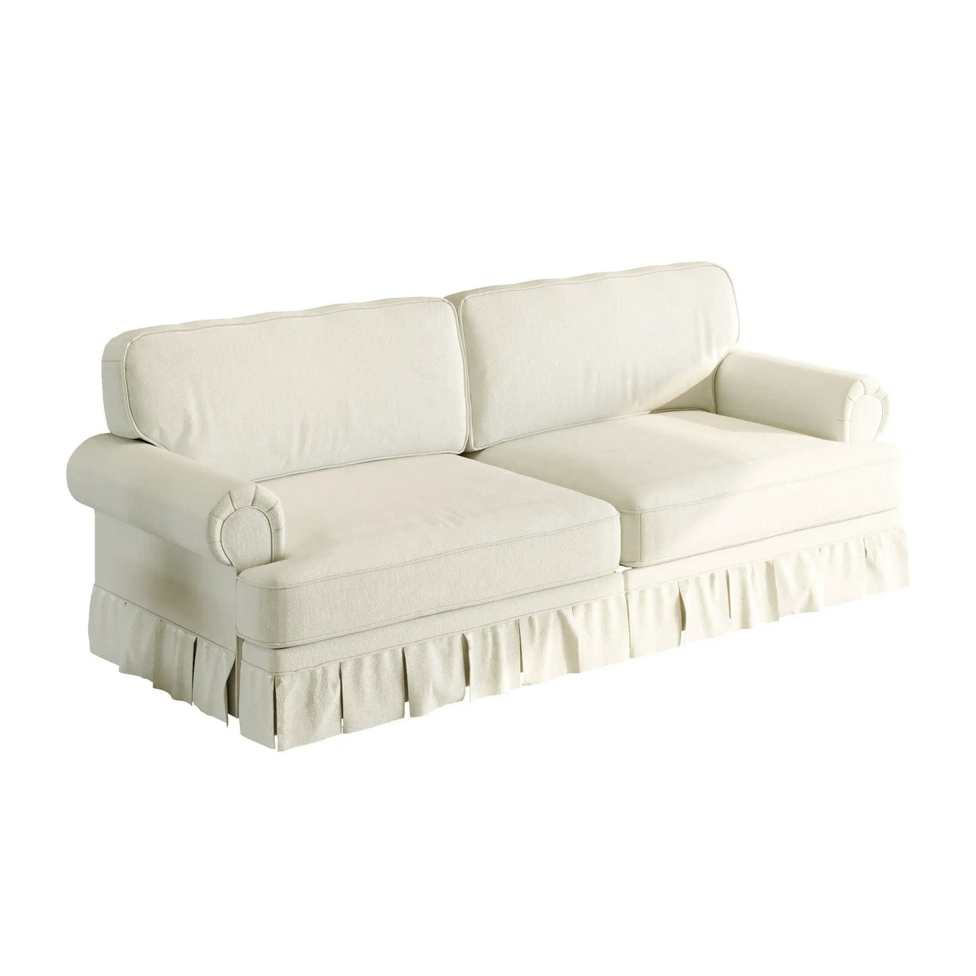 Luxuriously Comfortable Cloud Couch With Elegant Rolled Arms & Pleated Skirt Design by HouseOfZazla