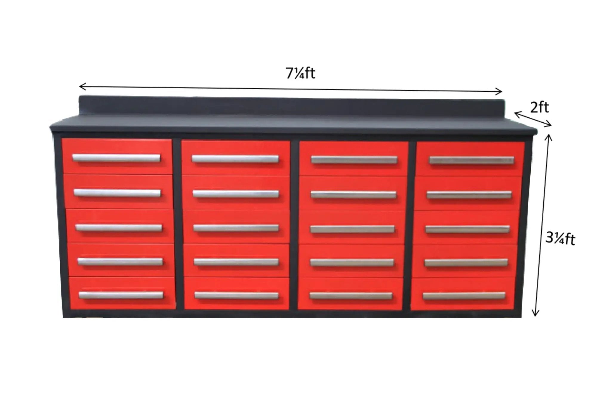 Garage Storage Cabinets With Workbench (With 20 Drawers) - Red by HouseOfZazla
