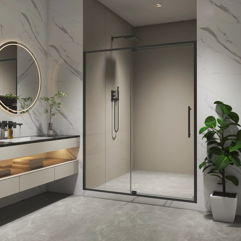 50-54"W x 74"H Pivot Shower Door with Matte Tempered Glass Finish by HouseOfZazla