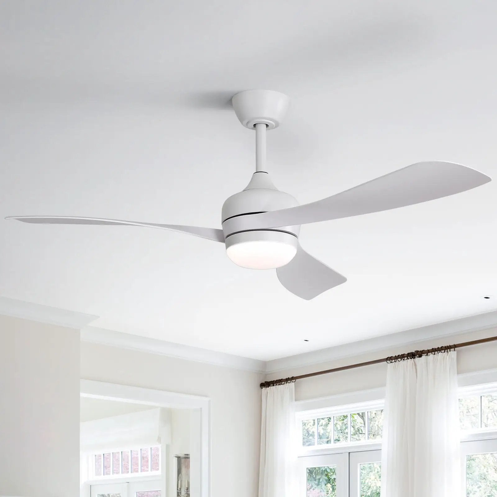 Ceiling Fan With 3 Blades, Remote Control, Reversible DC Motor, Noiseless Operation, 3 Downrods by Unique Piece Furniture