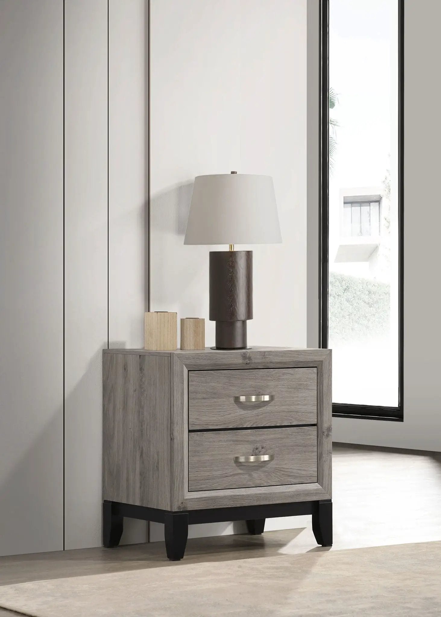 Valen 2-drawer Nightstand Bedside Table Light Taupe by Unique Piece Furniture