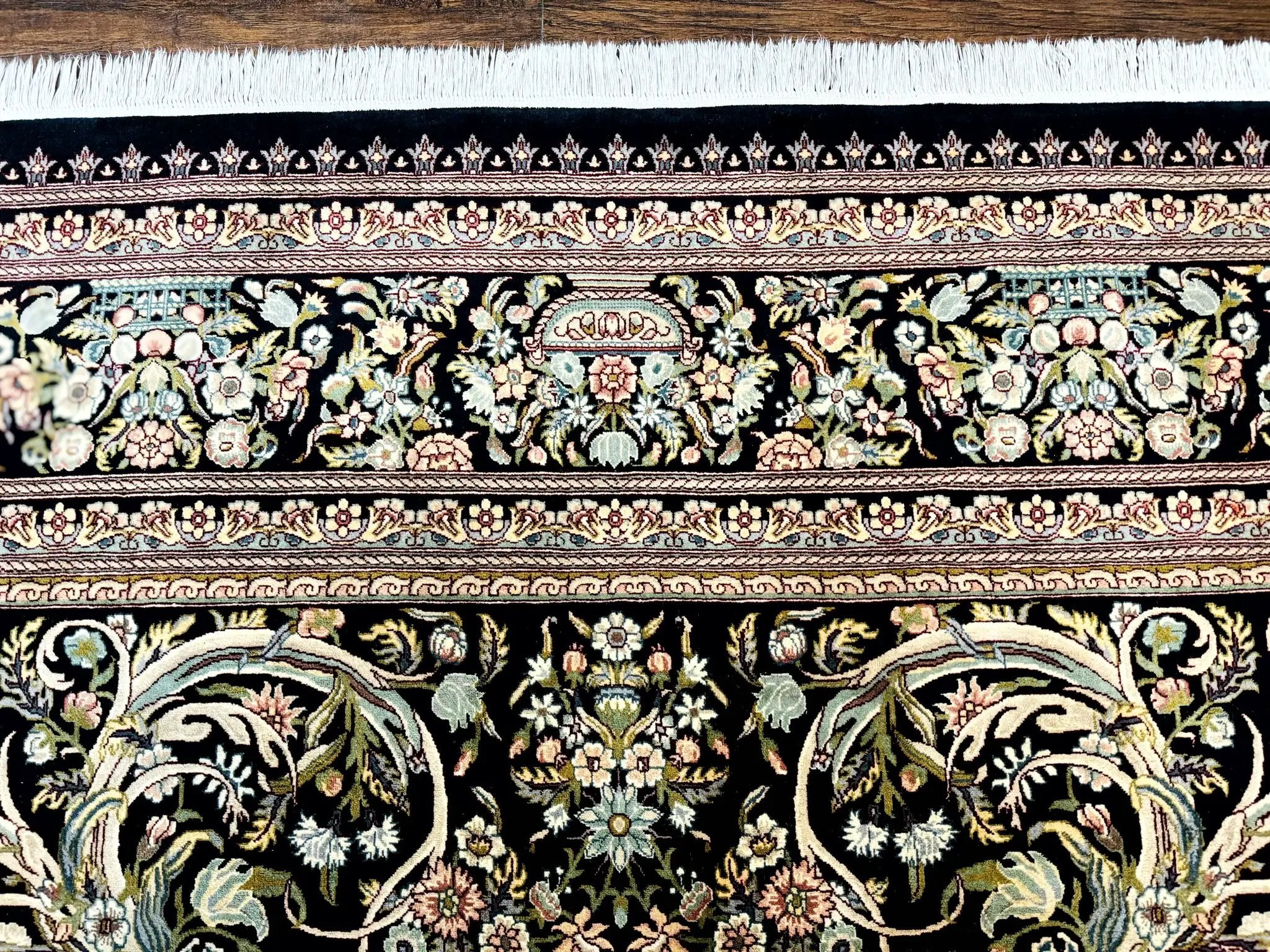 Pak Persian Rug 9x12, Highly Detailed Fine 260 KPSI, Floral, Handmade Traditional Carpet, Black by Jewel Rugs