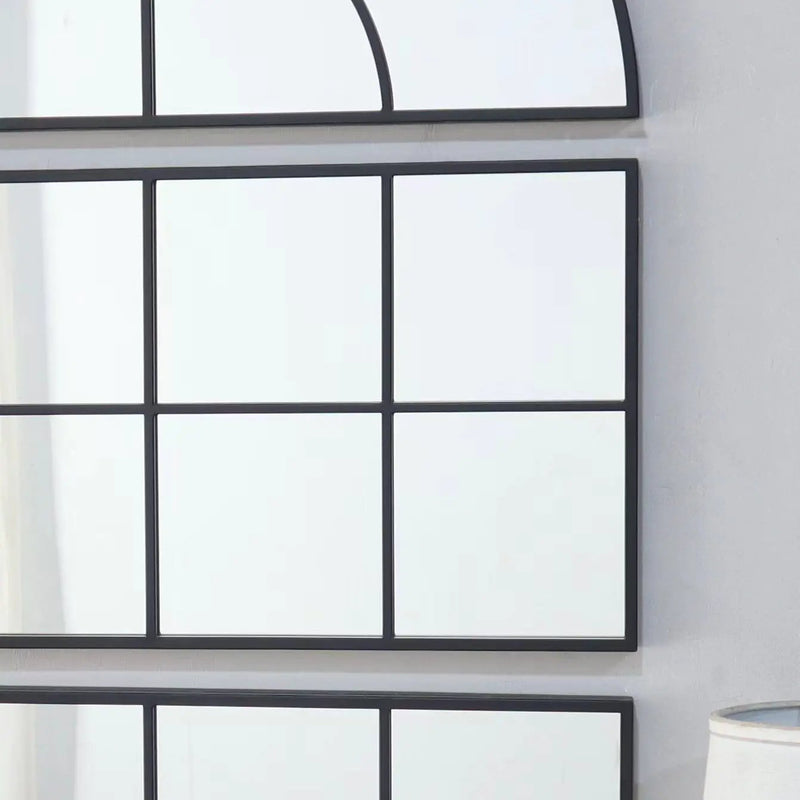 Large Arched Wall Mirror With 3 Separate Sections - Black by HouseOfZazla