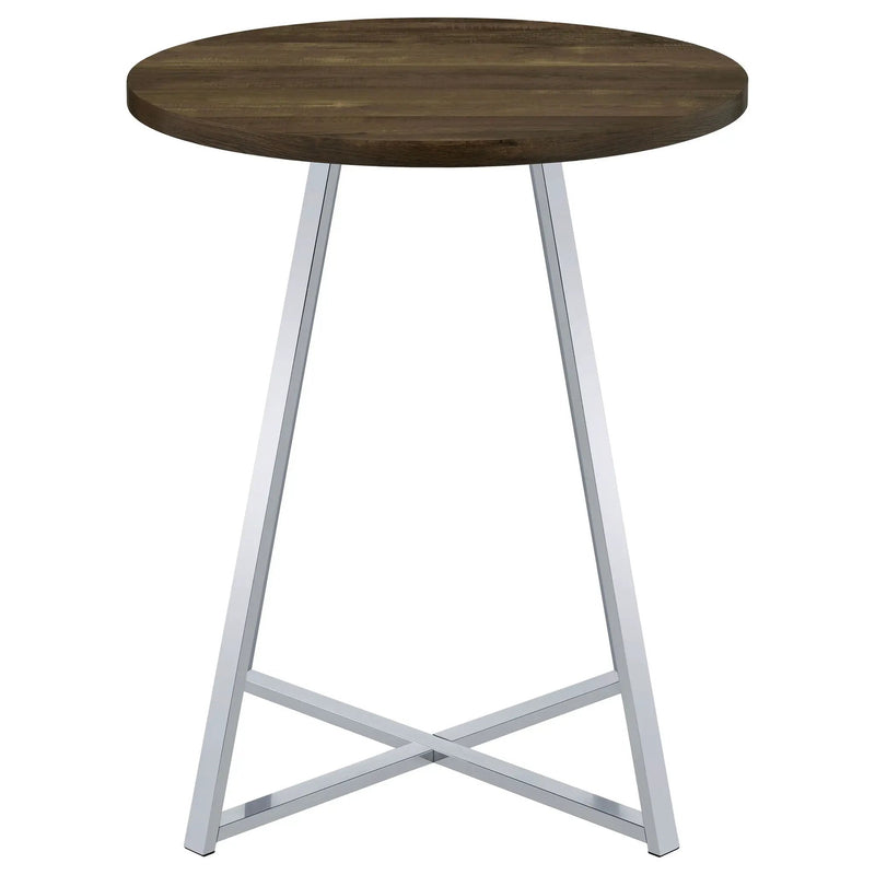 Burkhart - Round Height Bistro Bar Table - Brown Oak by HouseOfZazla