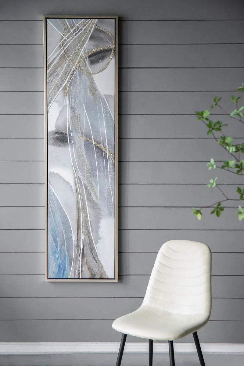Elongated Modern Abstract Oil Paintings Wall Art Set of 2 by HouseOfZazla