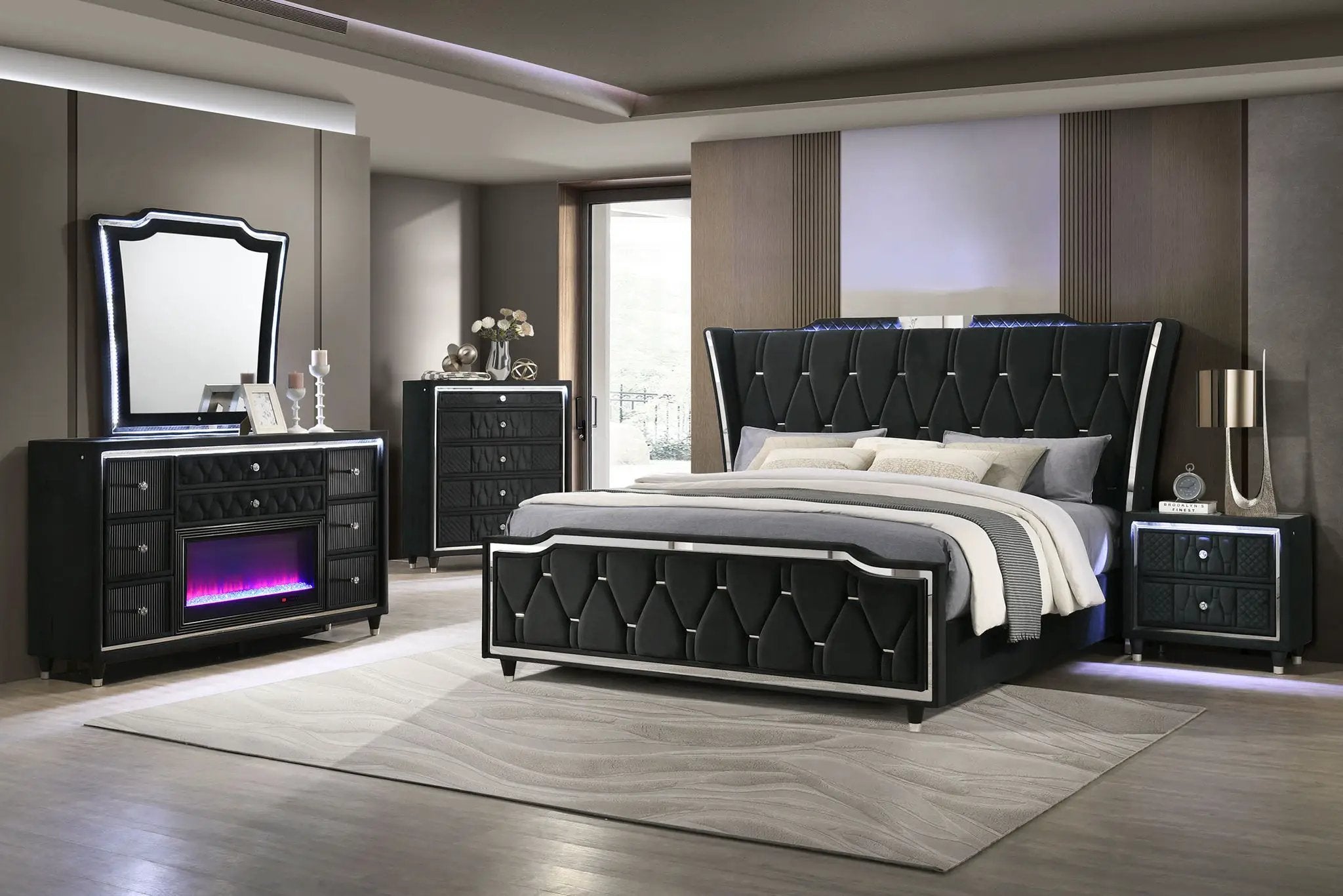 Lorient 5-piece Eastern King Bedroom Set Black by Unique Piece Furniture
