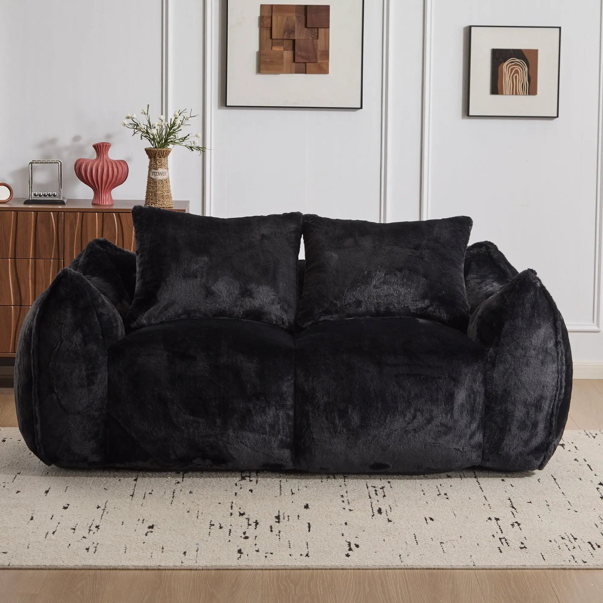 Giant Bean Bag Couch, Ultra Soft Fluffy Loveseat For Living Room by Unique Piece Furniture
