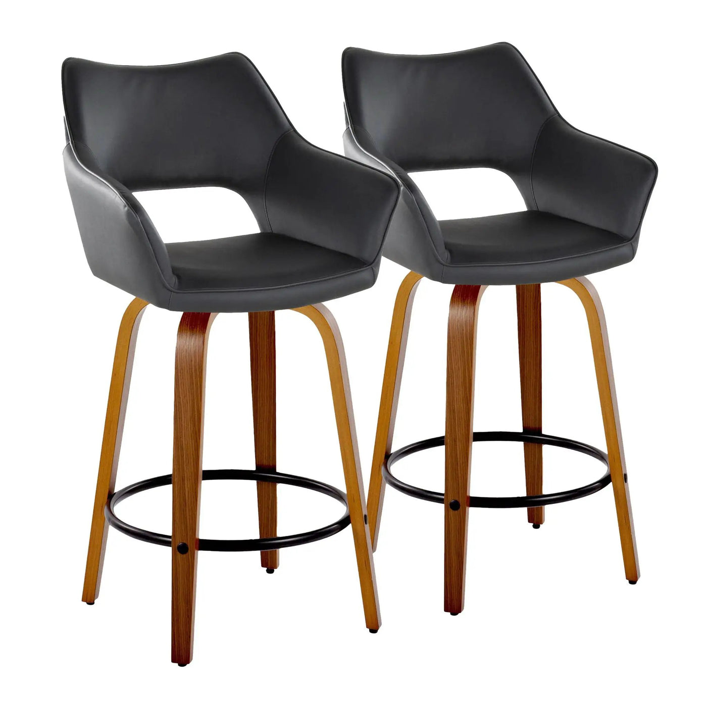 Mustang - Contemporary Fixed Height Counter Stool With Swivel With Round Footrest (Set of 2) by HouseOfZazla