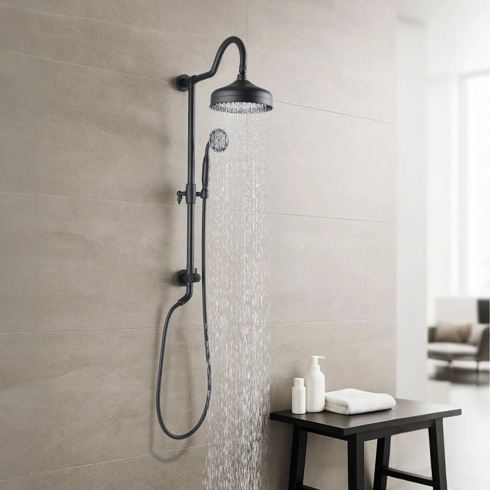 8-Inch Complete Rain Shower Combo System, Matte Black by HouseOfZazla
