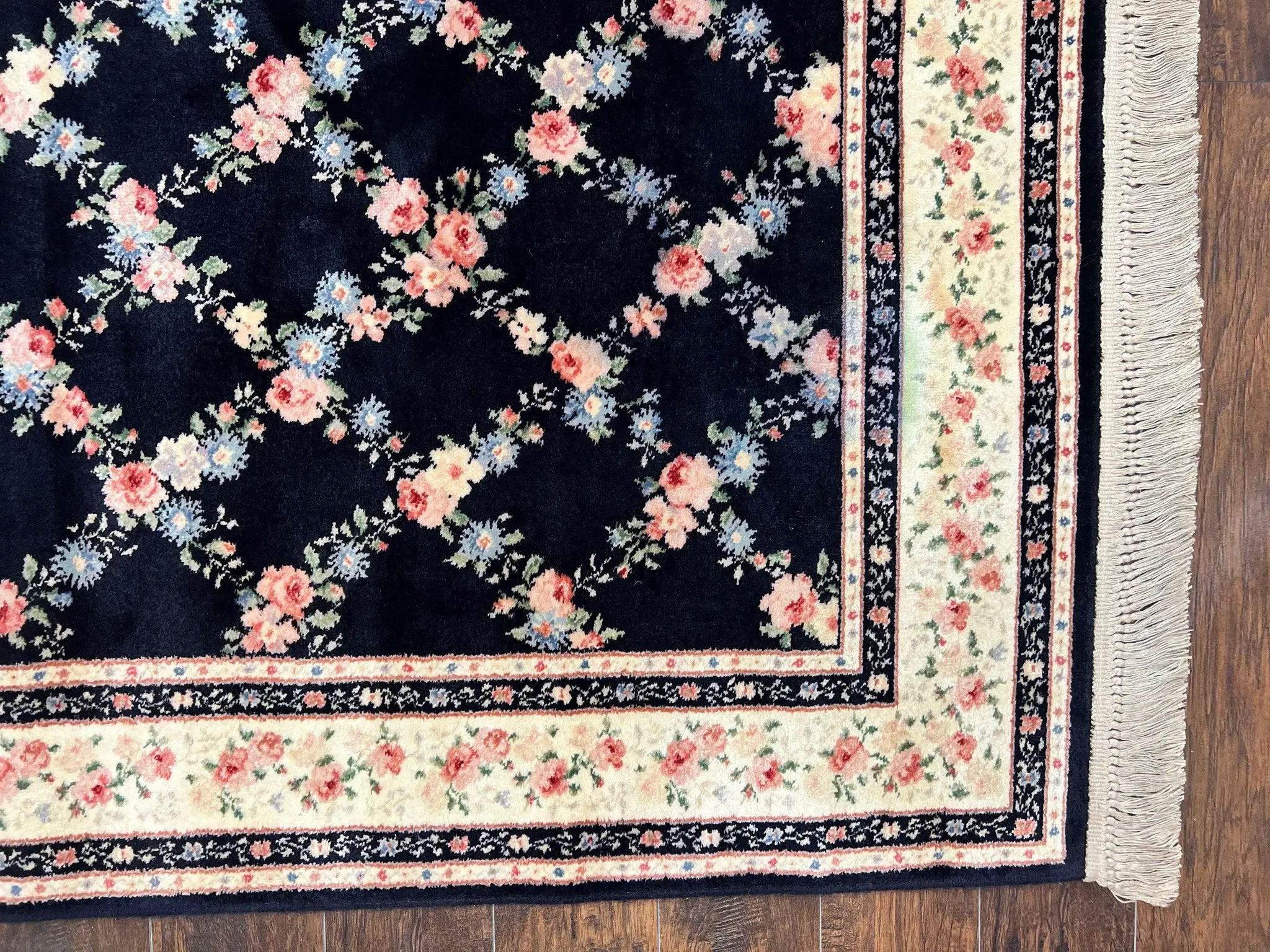 Karastan Rug 8' 8" x 12" Garden of Eden Collection Ebony Trellis #509/1270, Wool Pile Discontinued Vintage Karastan Carpet, Room Sized Rug by Jewel Rugs
