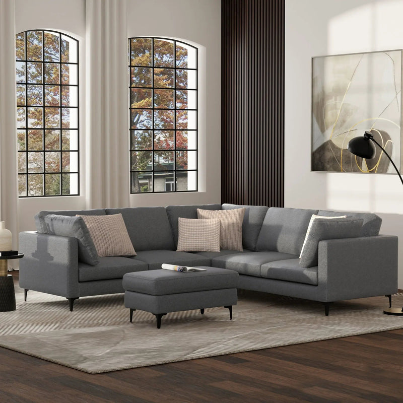 Ava - Mid Century Corner Sectional Sofa Handcrafted by HouseOfZazla