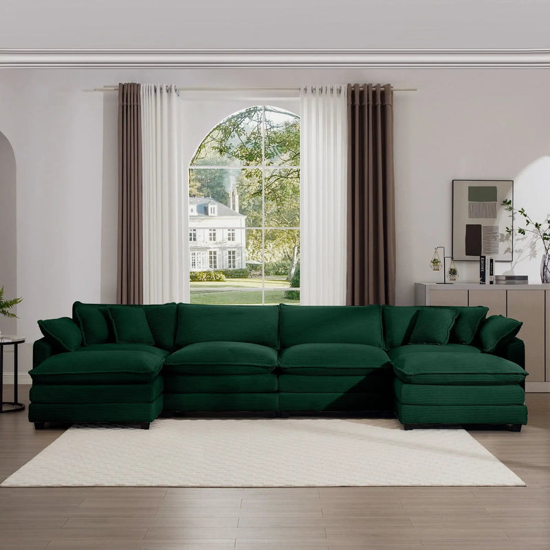 Modern Oversized Modular Cushion Sofa With Ottoman, Low Back, Deep Seating Sofa Set by Unique Piece Furniture