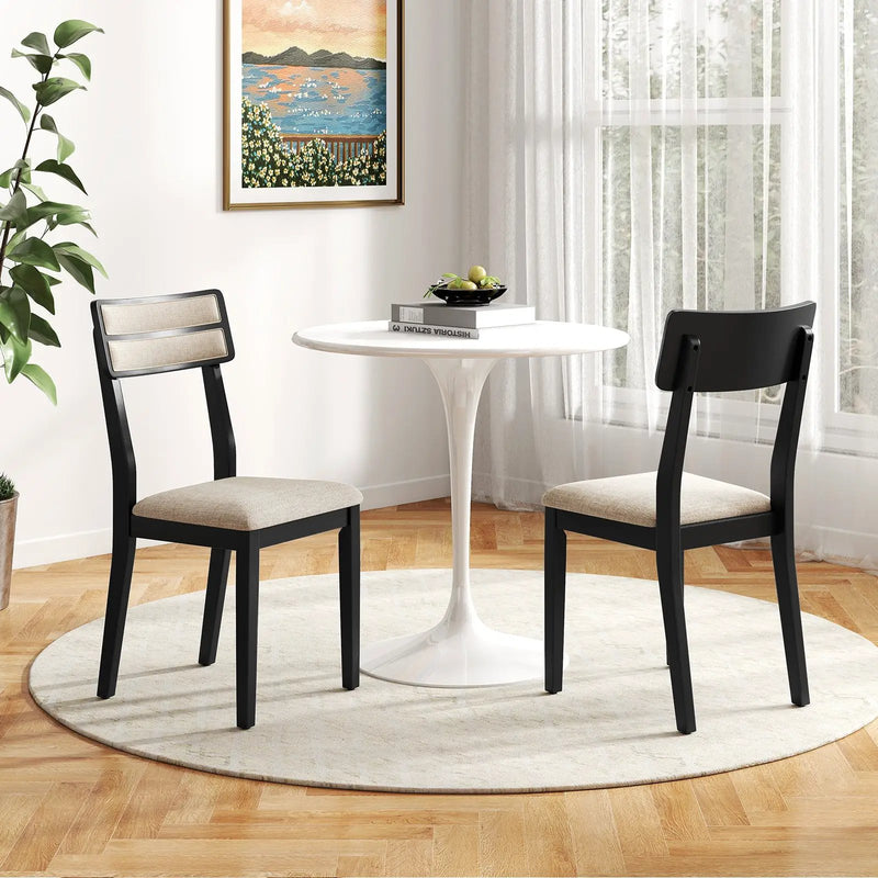 Modern Dining Chairs Set of 2 with Tilt Backrest for Dining Room-Black by DirectDeals