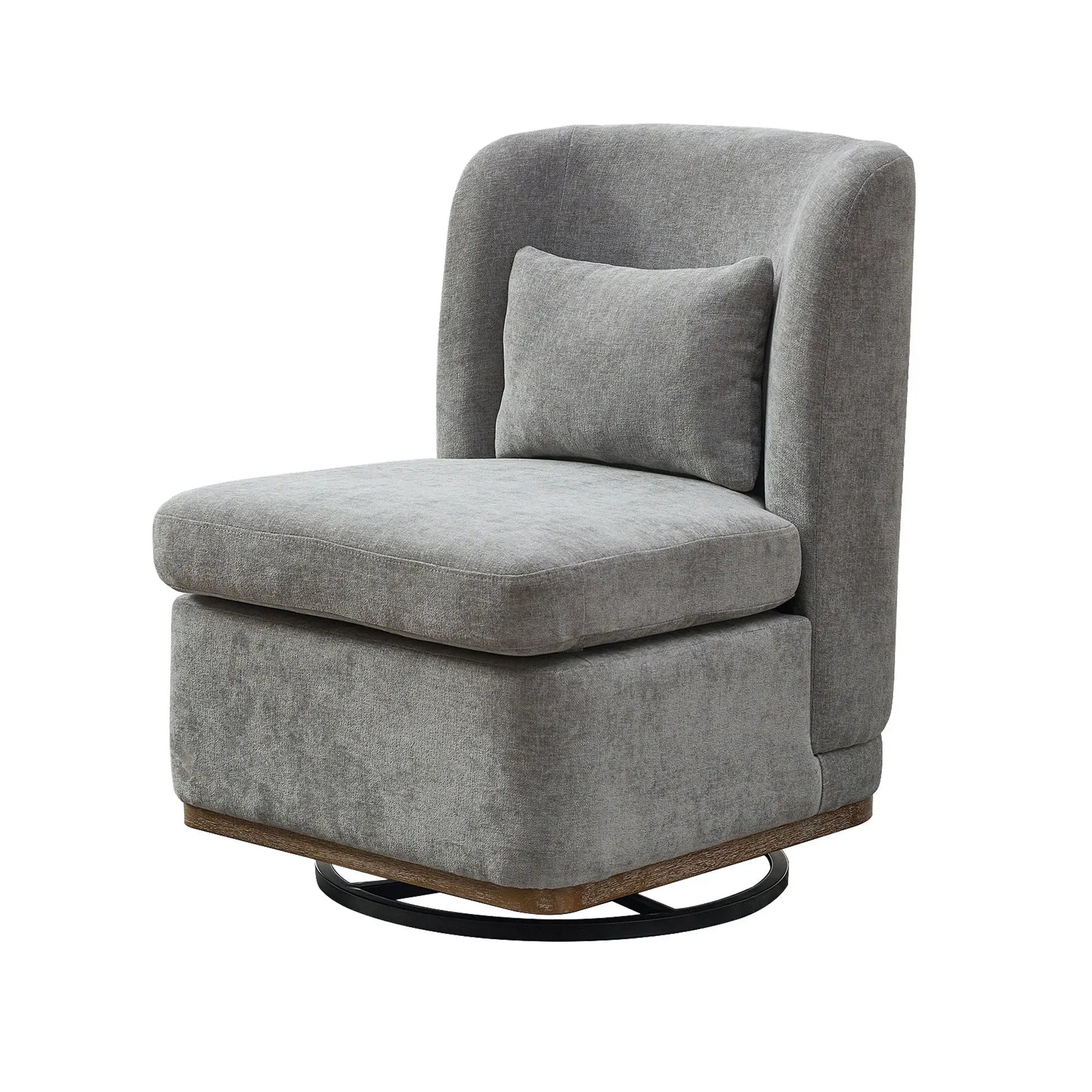 Wide Modern Cushioned Armless Metal Base 360° Swivel Chair With Pillow by HouseOfZazla