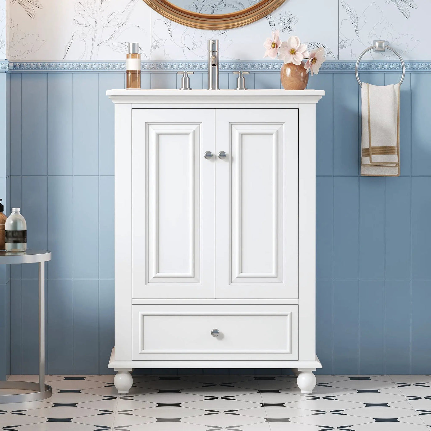 Modern Bathroom Vanity With Sink, Cabinet With Drawer And Dividers, Rectangular Storage Unit by Unique Piece Furniture