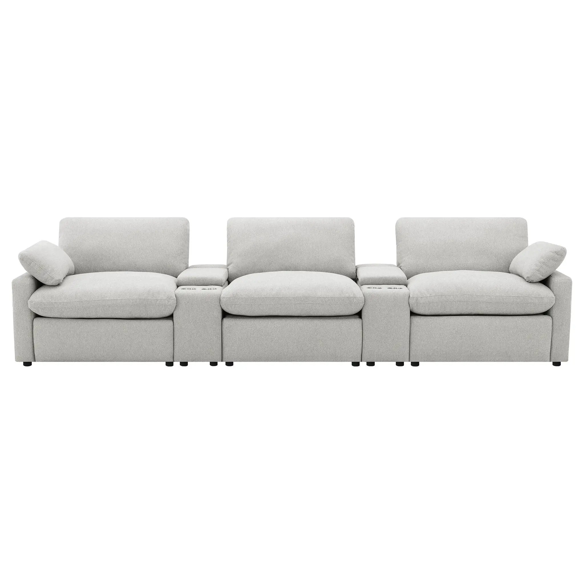 Collins 5-Piece Power Reclining Home Theater Seating Grey by Unique Piece Furniture