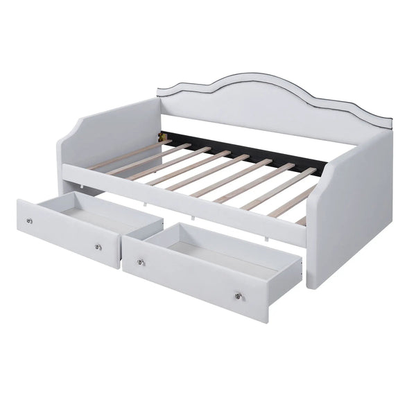 Upholstered Daybed With LED Lights And 2 Drawersme